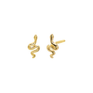 14K Gold / Pair Tiny Solid Snake Stud Earring 14K - Adina Eden's Jewels