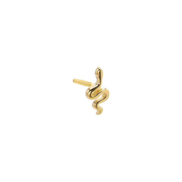 14K Gold / Single Tiny Solid Snake Stud Earring 14K - Adina Eden's Jewels