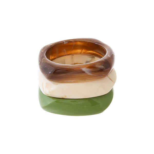 Olive Marble Square Resin Bangle Set – Adina Eden