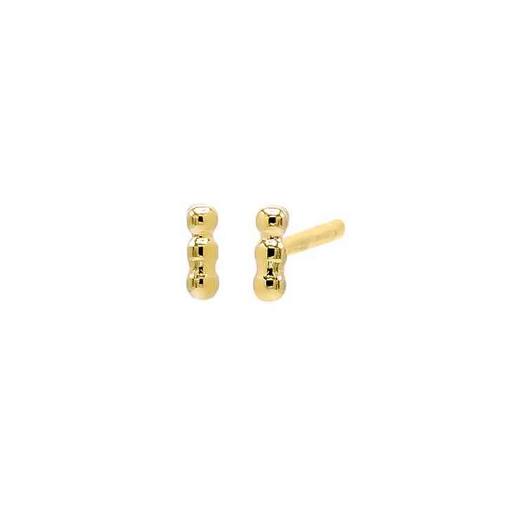 Gold / Pair Triple Beaded Bar Stud Earring - Adina Eden's Jewels