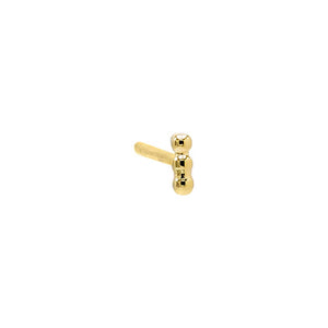 Gold / Single Triple Beaded Bar Stud Earring - Adina Eden's Jewels