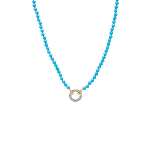 Turquoise Turquoise Beaded Diamond Toggle Necklace 14K - Adina Eden's Jewels