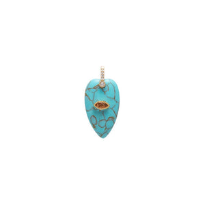 Evil Eye Elongated Heart Natural Stone Pendant