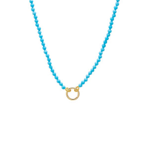 Turquoise Turquoise Beaded Toggle Charm Necklace 14K - Adina Eden's Jewels