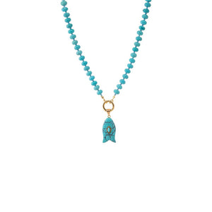 Turquoise Beaded Clicker Necklace