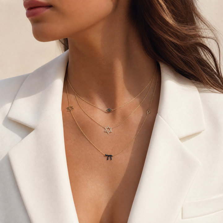 Solid Jewish Charms Necklace 14K – Adina Eden