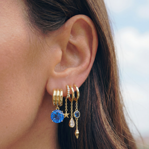 Star Charm Blue Stone Drop Earring - Adina Eden's Jewels