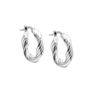 14K White Gold Twisted Tube Hoop Earring 14K - Adina Eden's Jewels