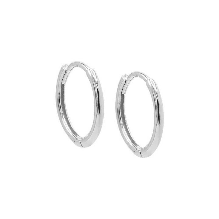 14K White Gold / 12MM / Pair Mini Solid Huggie Earring 14K - Adina Eden's Jewels