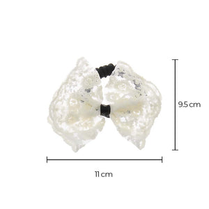 Black & White Lace Bow Hair Tie Duo - Adina Eden's Jewels