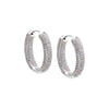 Silver Oval CZ Pavé Wide Hoop Earring - Adina Eden's Jewels