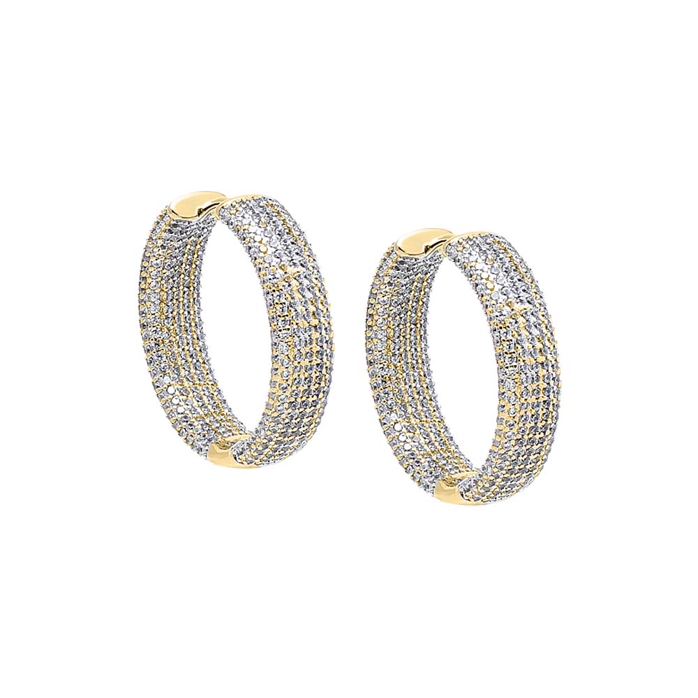 Gold / 25MM CZ Pavé Rounded Wide Hoop Earring - Adina Eden's Jewels