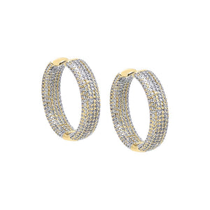 Gold / 25MM CZ Pavé Rounded Wide Hoop Earring - Adina Eden's Jewels