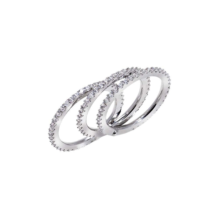 CZ Pavé Three-Stack Eternity Ring – Adina Eden