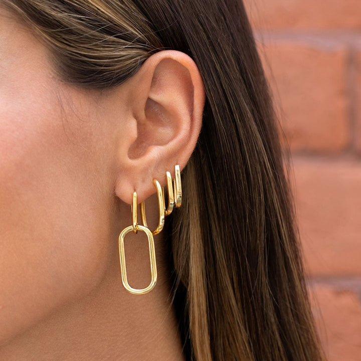  Solid Graduated Drop Link Huggie Earring - Adina Eden's Jewels