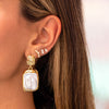 Fluid Gold & Pearl Drop Stud Earring - Adina Eden's Jewels