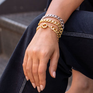  Pave Accented Chunky Cuban Link Bracelet - Adina Eden's Jewels