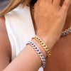  Pave Accented Chunky Cuban Link Bracelet - Adina Eden's Jewels