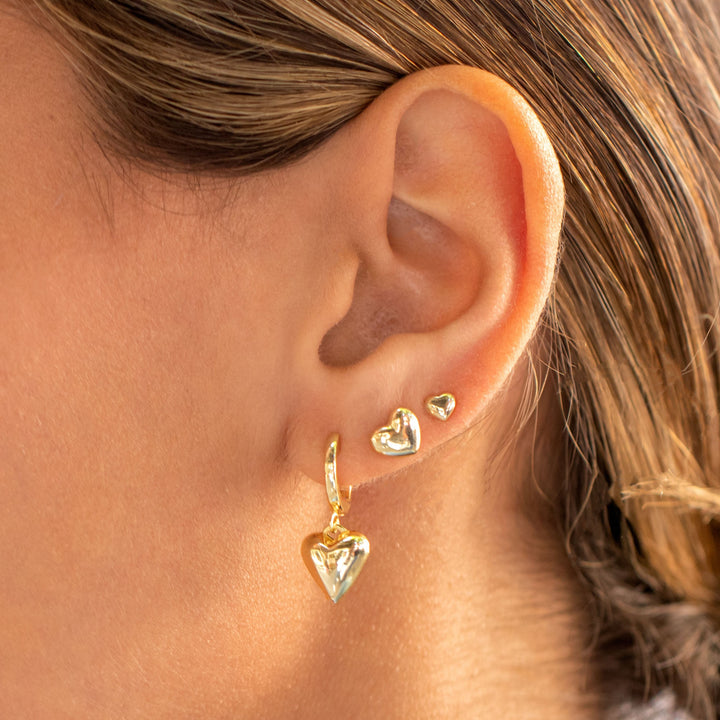  Solid Puffy Heart Huggie Earring - Adina Eden's Jewels