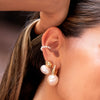  Solid Square Pearl Huggie Earring - Adina Eden's Jewels