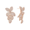 Rose Gold Pavé Fancy Flower Petals Drop Stud Earring - Adina Eden's Jewels