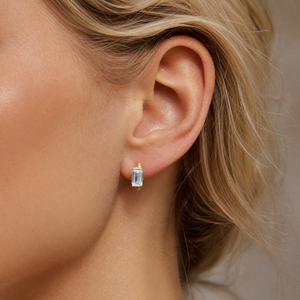 CZ Baguette Embedded Huggie Earring - Adina Eden's Jewels