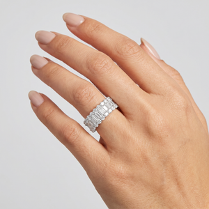 Round CZ X Baguette Eternity Ring