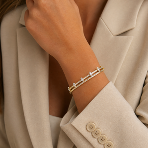 Luxury CZ Teardrop Double Band Bangle