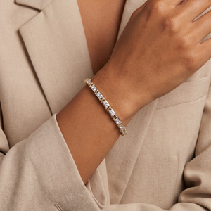 CZ Tow-Tone X Tennis Bangle