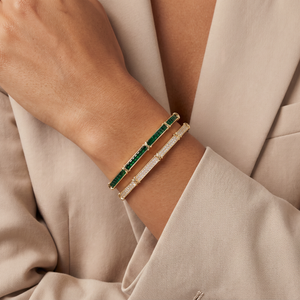 Colored Pave Cross X Gold Bangle