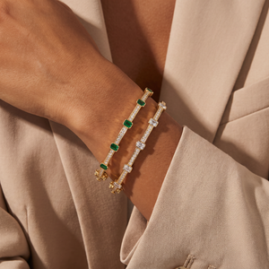 Colored CZ Multi Baguette Class Channel Set Bangle