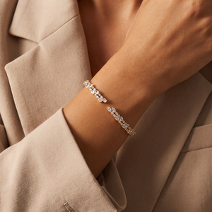 CZ Double Row Open Front Bangle