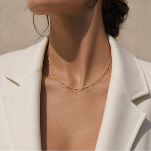 Drape Chain Beaded Chain Choker Necklace