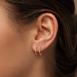 Ball X Beaded Mini Huggie Earring 14K - Adina Eden's Jewels