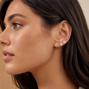 Lab Grown Diamond Bezel Multishape Stud Earring 14K - Adina Eden's Jewels
