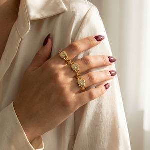 Lab Grown Diamond Pave Chai Chain Link Ring - Adina Eden's Jewels