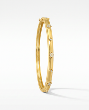 14K Gold Diamond Scattered Clover Accent Bangle Bracelet 14K - Adina Eden's Jewels