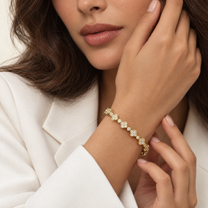 CZ Clover Bezel Link Tennis Bracelet - Adina Eden's Jewels