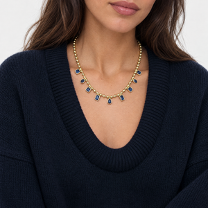 Colored CZ Multi Bezel Charms Drop Ball Chain Necklace - Adina Eden's Jewels