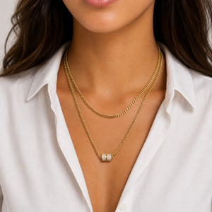 CZ Pave Rondelle Cuban Chain Necklace - Adina Eden's Jewels