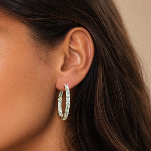 CZ Cushion Cut In & Out Hoop Earring - Adina Eden's Jewels