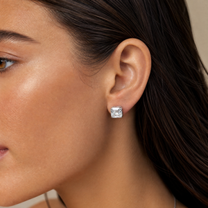 Cushion Solitaire CZ Stud Earring - Adina Eden's Jewels