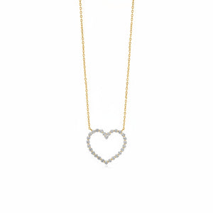 Diamond Heart Cutout Pendant Necklace 14K