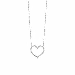 Diamond Heart Cutout Pendant Necklace 14K