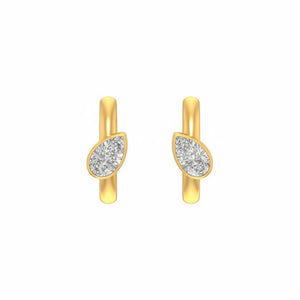 Lab Grown Diamond Pear Bezel Embedded Huggie Earring 14K