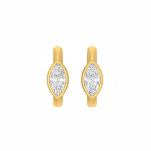 Lab Grown Diamond Marquise Bezel Embedded Huggie Earring 14K