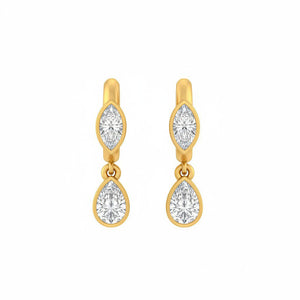 14K Gold Lab Grown Diamond Marquise/Pear Huggie Earrng 14K - Adina Eden's Jewels