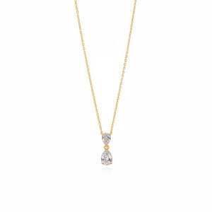 Lab Grown Diamond Double Pear Bezel Drop Necklace 14K