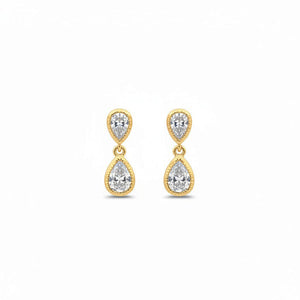 Lab Grown Diamond Double Pear Dangle Stud Earring 14K