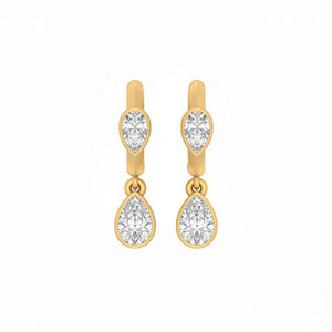 Lab Grown Diamond Double Pear Huggie Earrng 14K